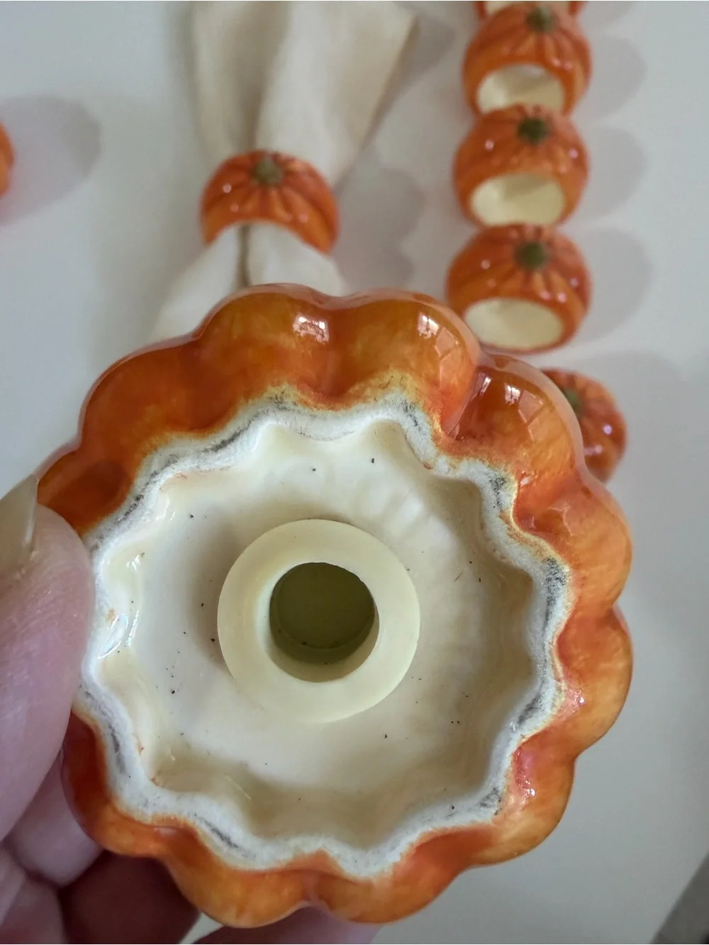 Vintage Otagiri Pumpkin Napkin Rings with matching Pumpkin Salt & Pepper set.